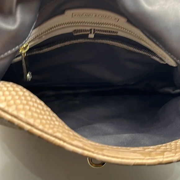 Henri Bendel Beautiful Tan Reptile Skin Print Leather Handbag Purse 🌸🌸 - Picture 11 of 12